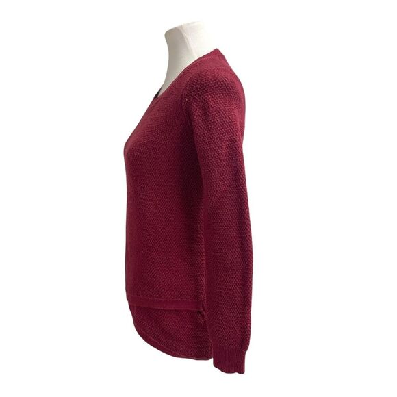 Madewell Burgundy Crewneck sweater, XS. Thermal waffle knit Cross front red warm - Picture 8 of 12